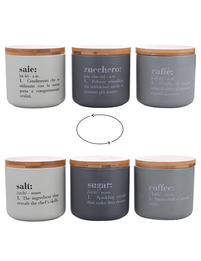 Conjunto de 3 Frascos VICTIONARY - Sal, Açúcar e Café 500ml Azul