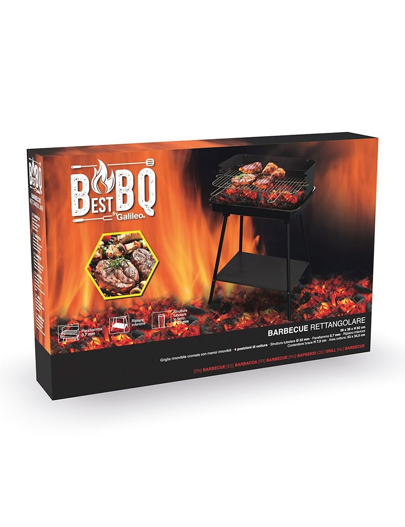 Barbacue Retangular Preto 58x82cm