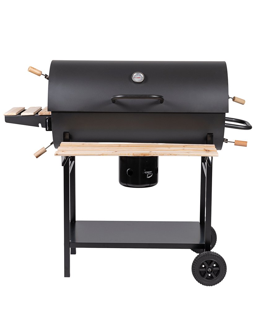 Barbacue Retangular Preto com Rodas e Tampa 108x100cm