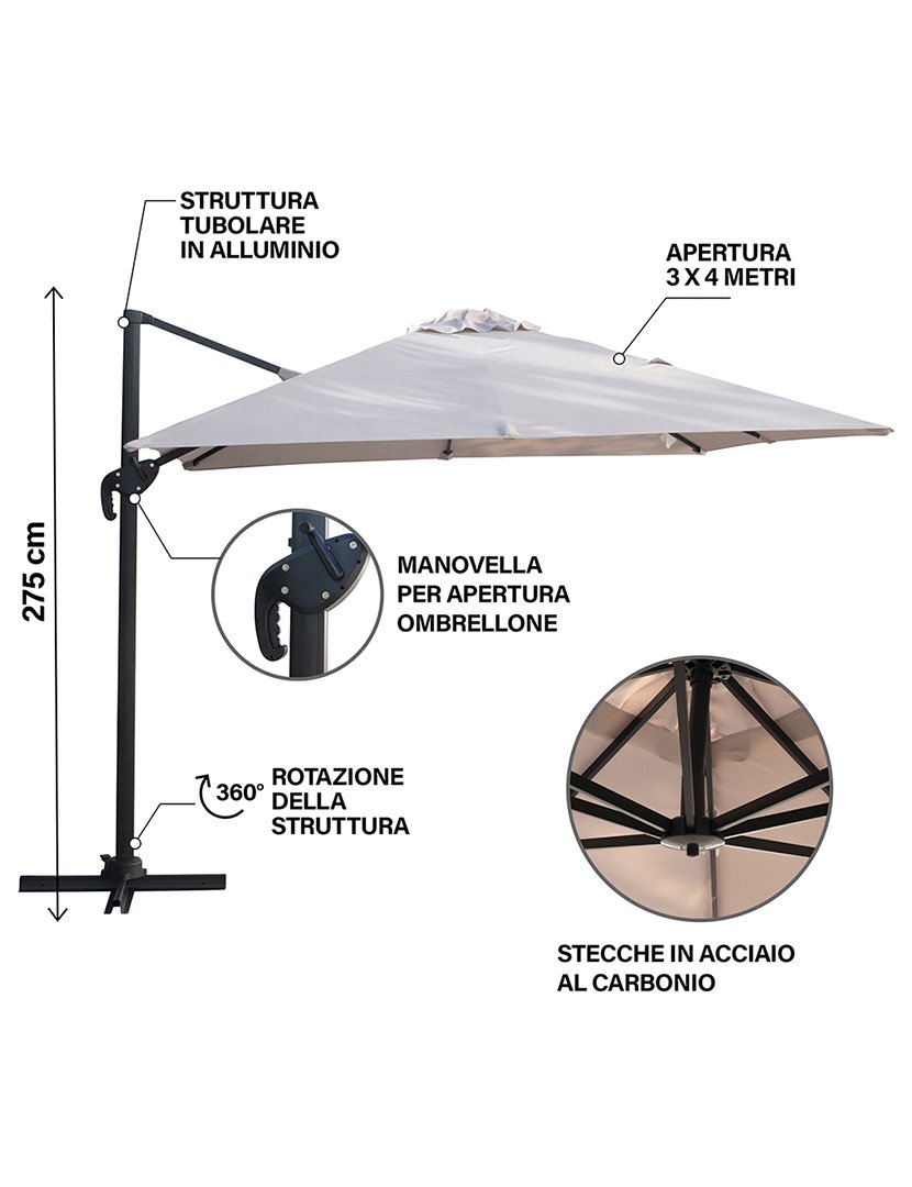 Chapéu de Jardim DELUXE Cinzento Claro 400x275cm