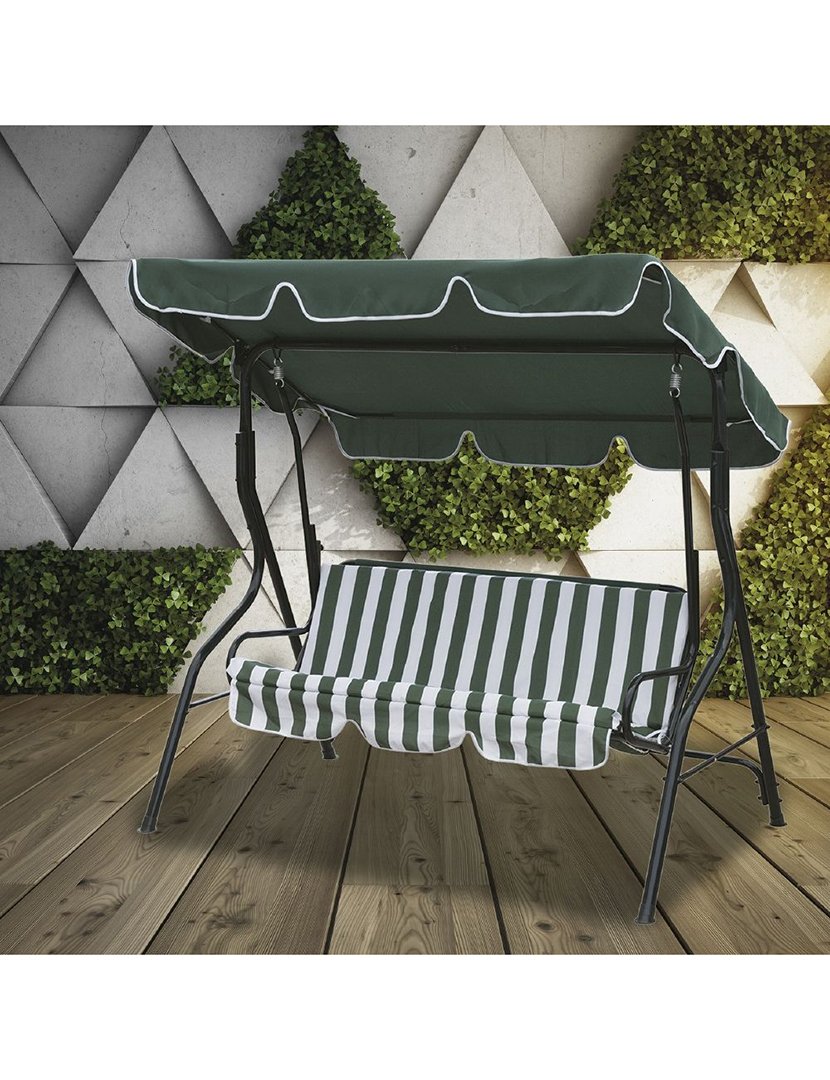 Baloiço de Jardim de 3 Lugares Verde e Branco