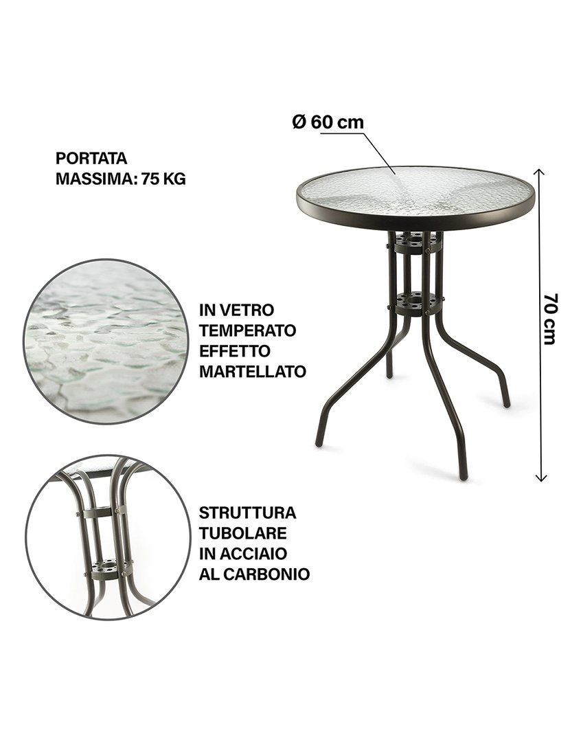 Mesa Redonda Cinza 60x70cm