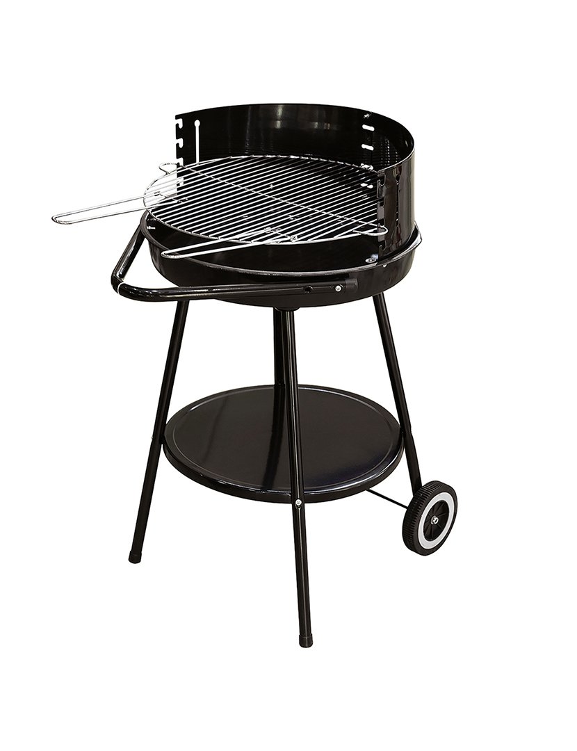 Barbacue Redondo Preto com Rodas 51x84,5cm