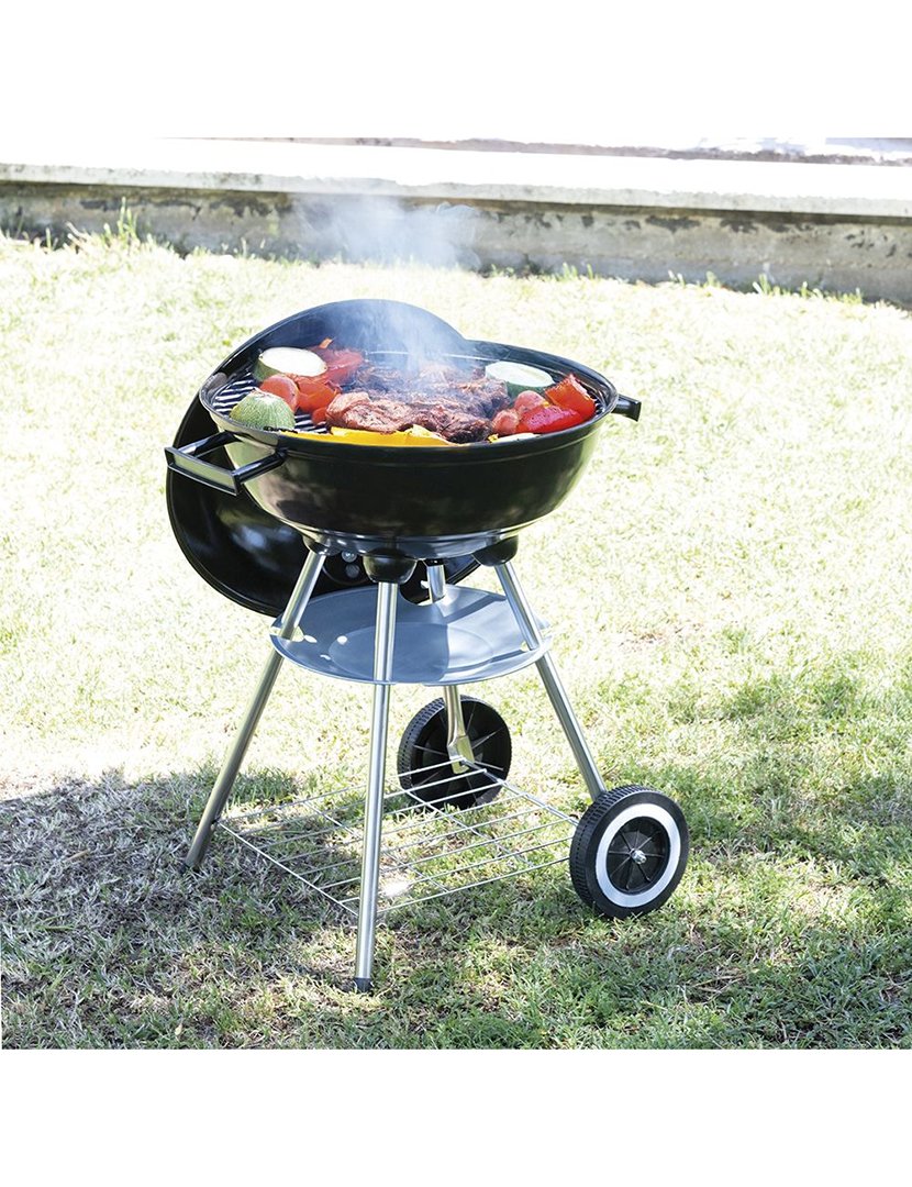 Barbacue Redondo Preto com Tampa 44,5x69cm
