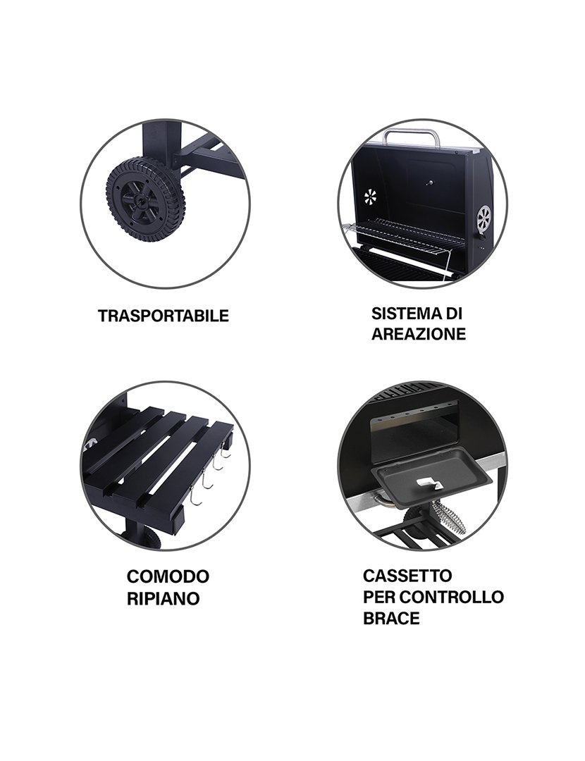 Barbacue Retangular DELUXE com Tampa 116x109cm