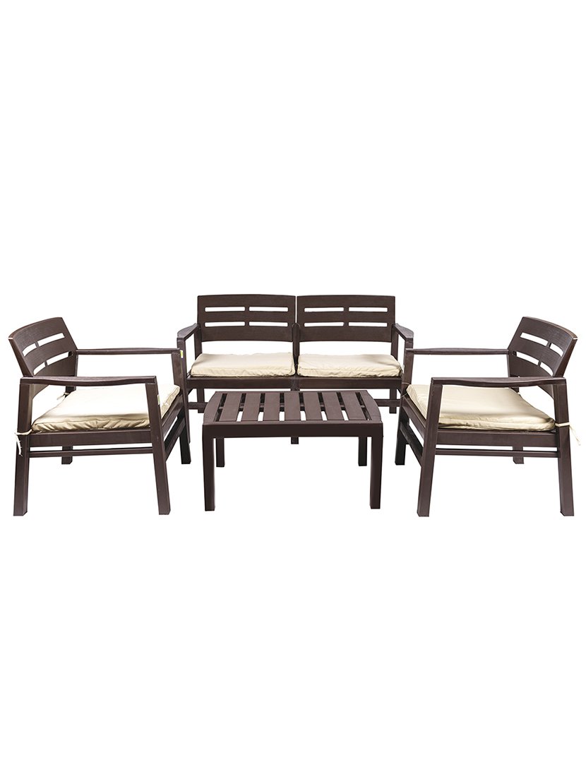 Conjunto de Jardim FUJI 4 Peças Castanho e Bege