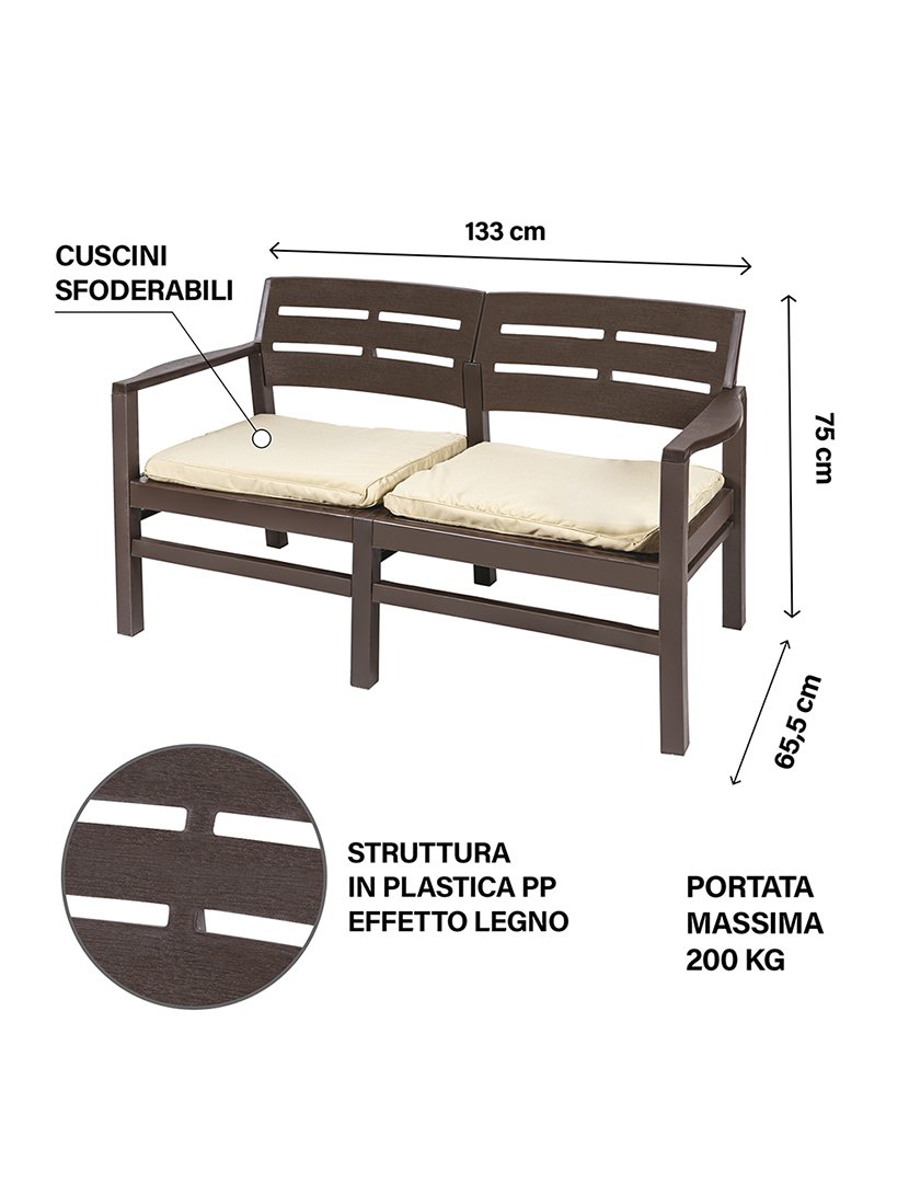 Conjunto de Jardim FUJI 4 Peças Castanho e Bege