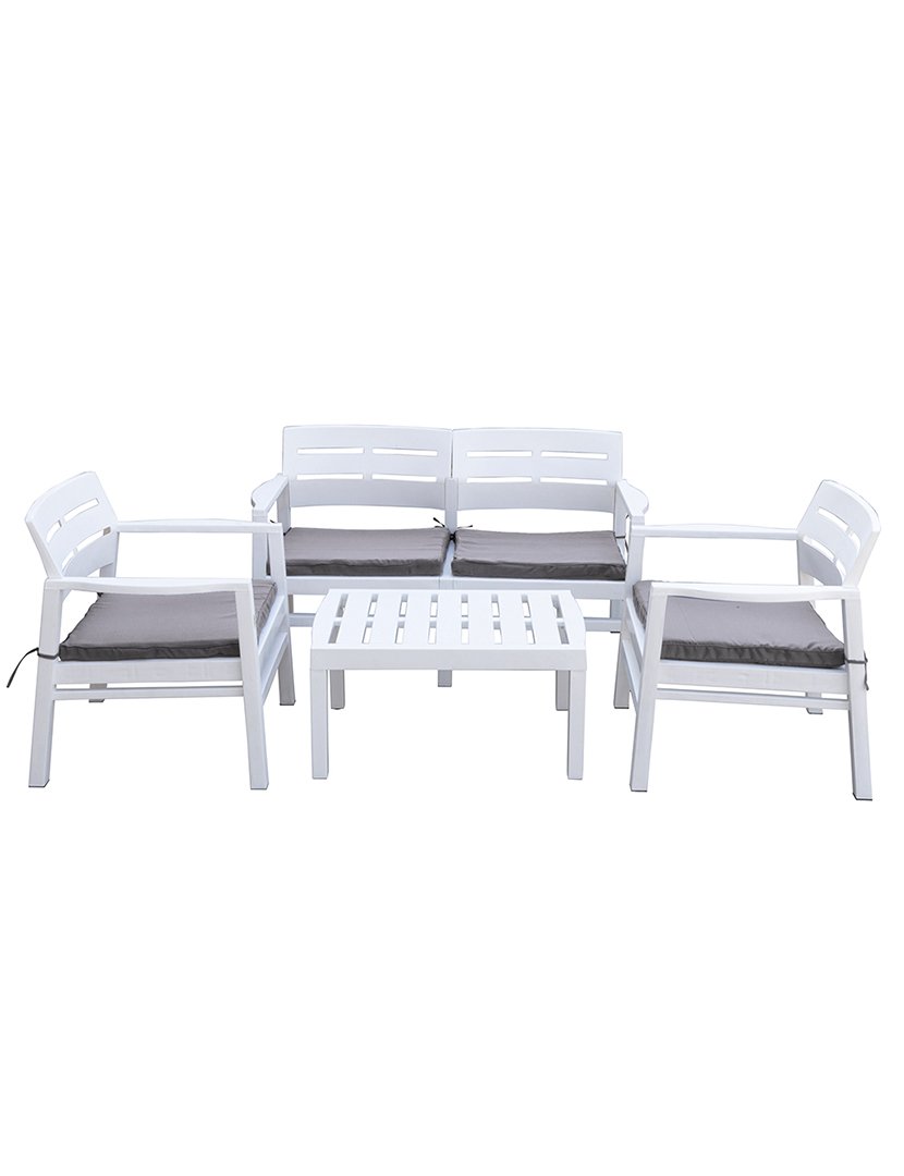 Conjunto de Jardim FUJI 4 Peças Branco e Cinzento
