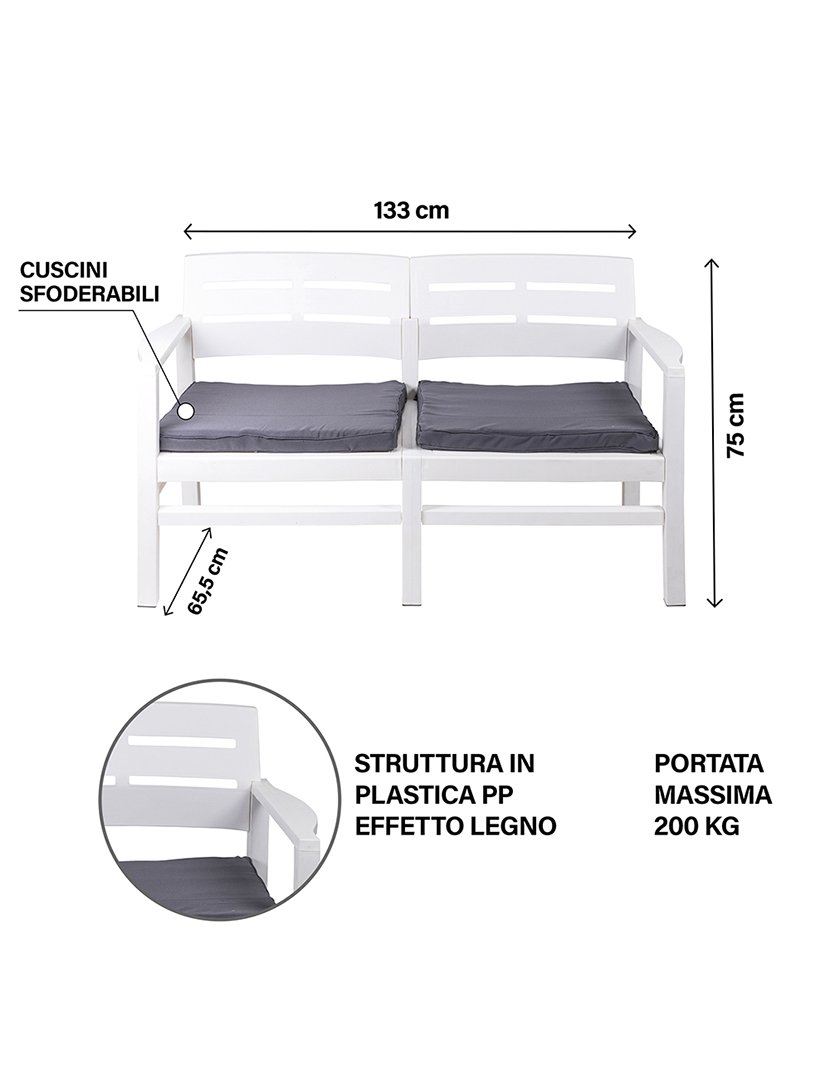 Conjunto de Jardim FUJI 4 Peças Branco e Cinzento
