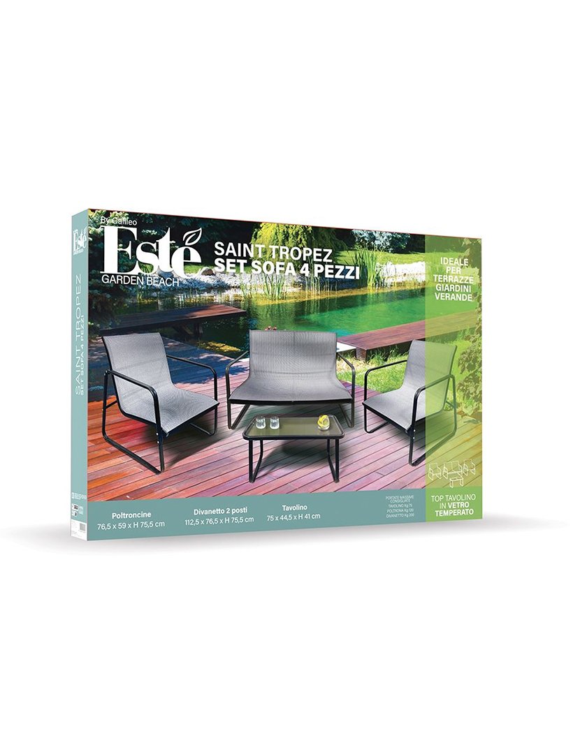 Conjunto de Jardim SAINT TROPEZ 4 Peças Prateado