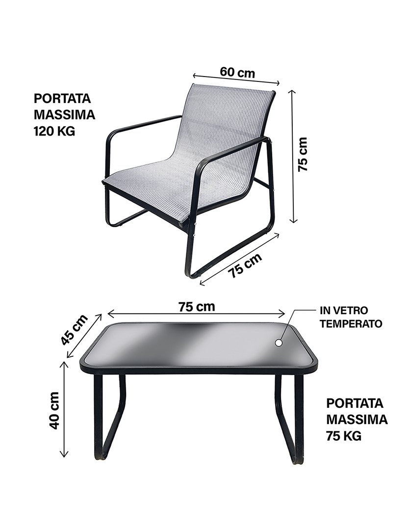 Conjunto de Jardim SAINT TROPEZ 4 Peças Prateado