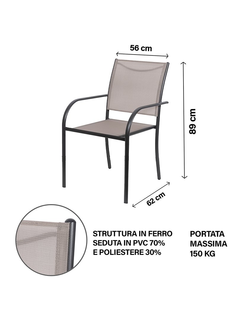 Cadeira AMANTEA Preto e Taupe
