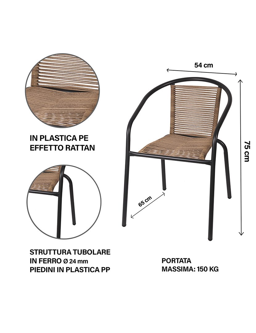 Cadeira de Jardim Rattan com Efeito Madeira