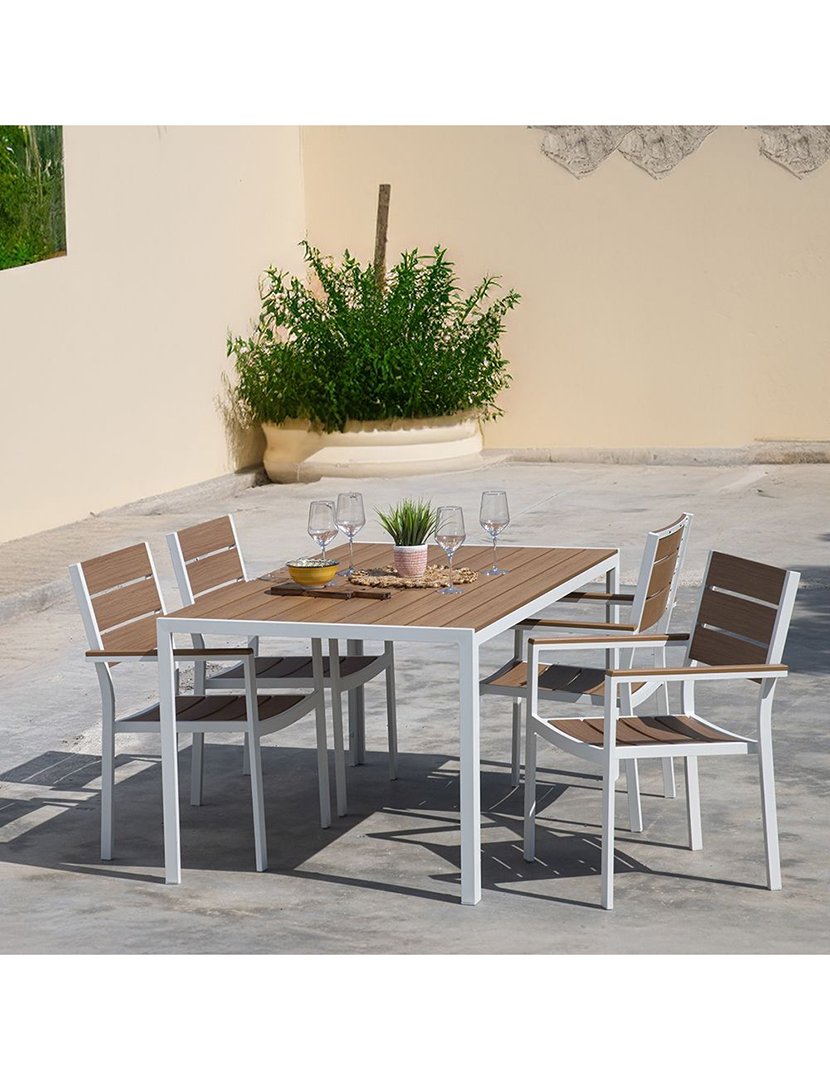 Mesa AMALFI de Alumínio com Efeito Madeira 160x90cm