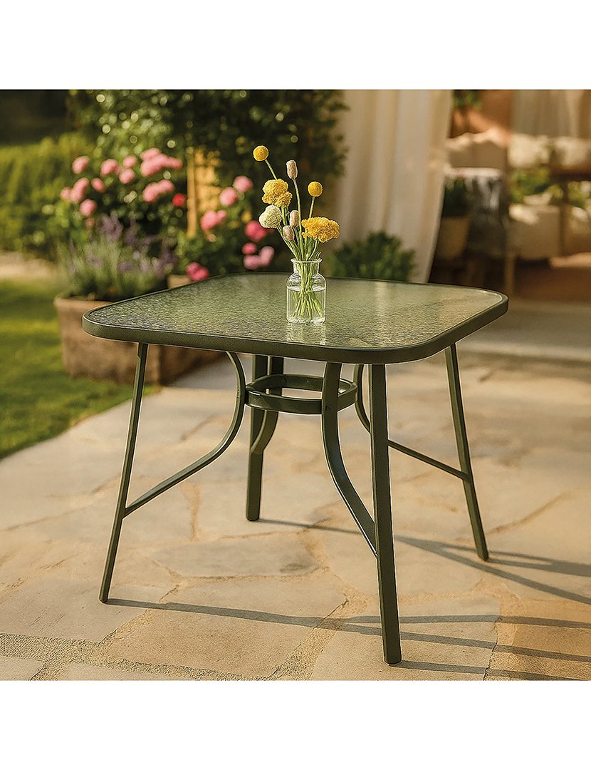 Mesa de Metal e Vidro Preto 96x70cm