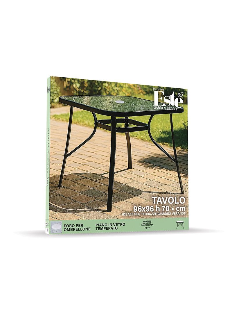 Mesa de Metal e Vidro Preto 96x70cm