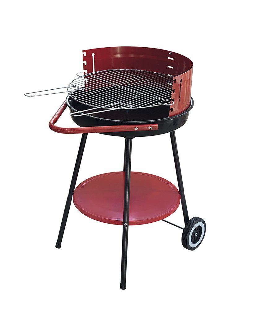 Barbacue Redondo Vermelho com Rodas 51x84,5cm