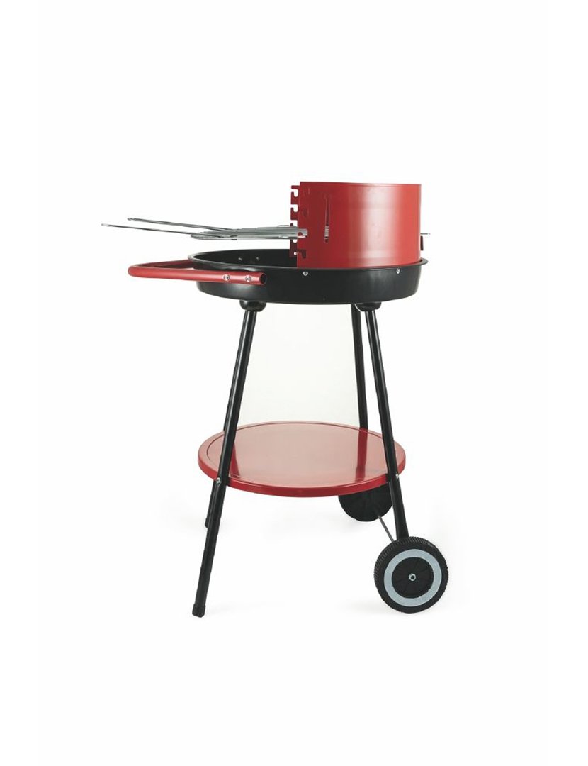 Barbacue Redondo Vermelho com Rodas 51x84,5cm