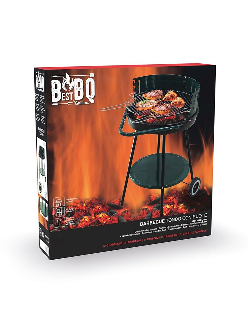 Barbacue Redondo Verde com Rodas 51x84,5cm