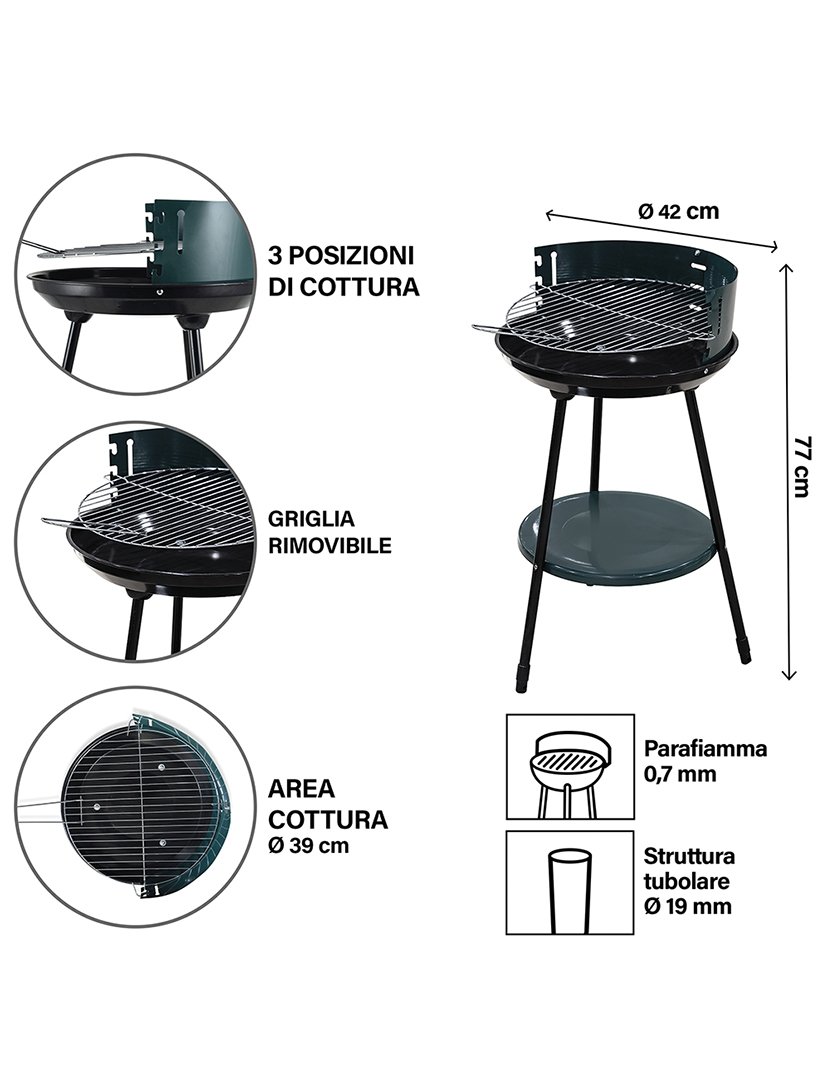Barbacue Redondo Verde 42x77cm