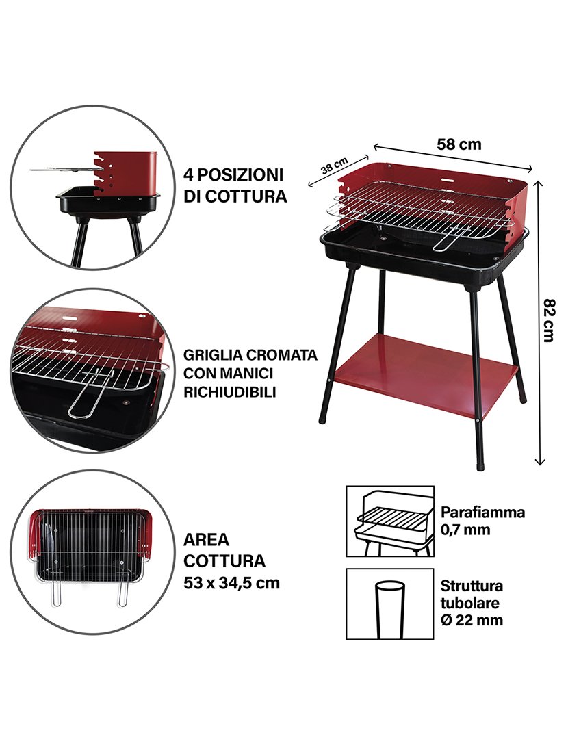 Barbacue Redondo Retangular 58x38cm