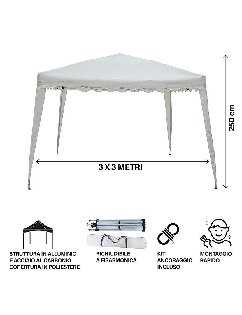 Gazebo RAPIDO Extensível Branco 3m
