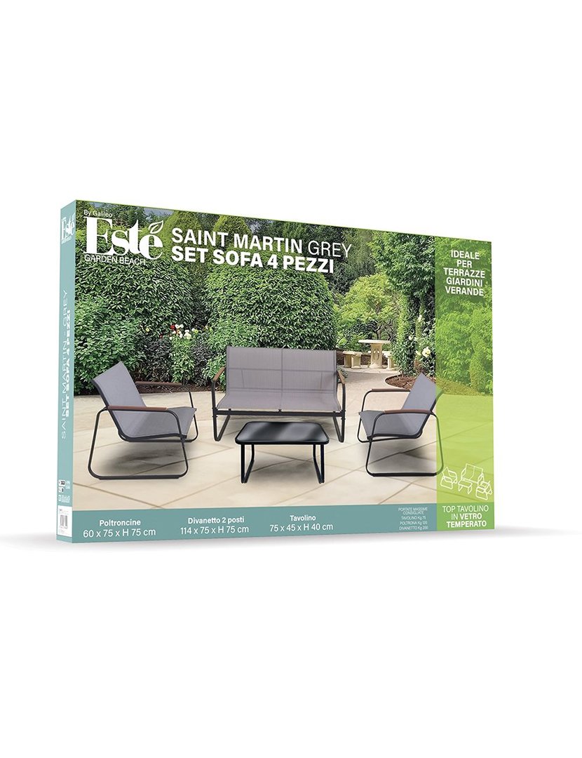 Conjunto de Jardim SAINT MARTIN 4 Peças Cinzento