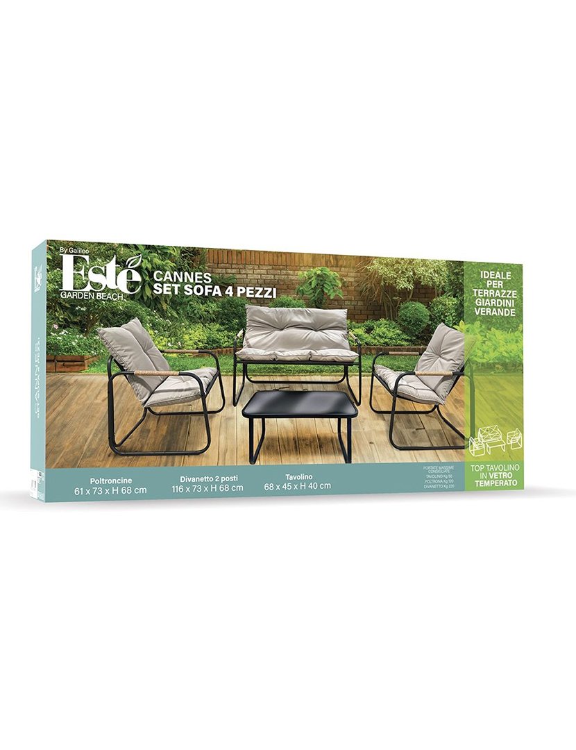 Conjunto de Jardim CANNES 4 Peças Cinzento