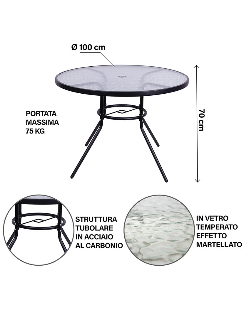 Mesa Redonda Antracite 100x70cm