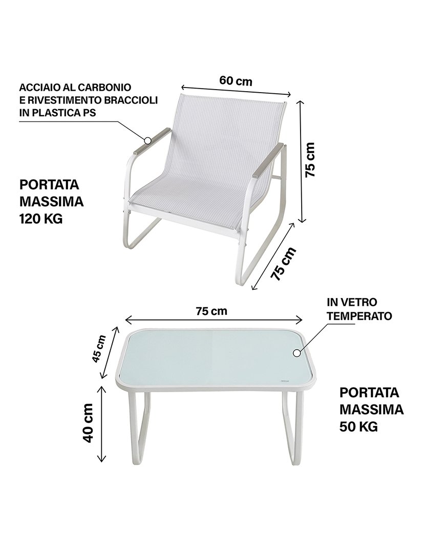 Conjunto de Jardim SAINT MARTIN 4 Peças Branco