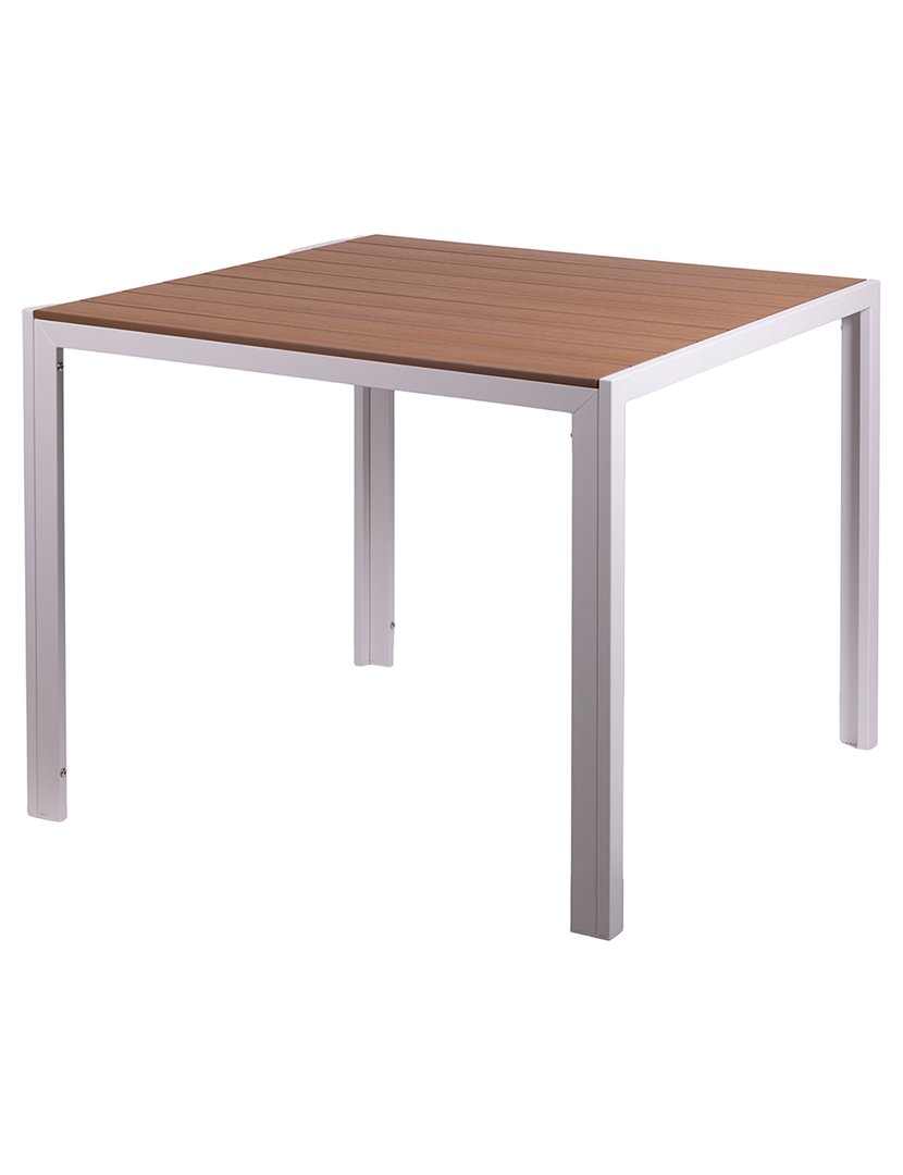 Mesa AMALFI de Alumínio com Efeito Madeira Branco 90x90cm