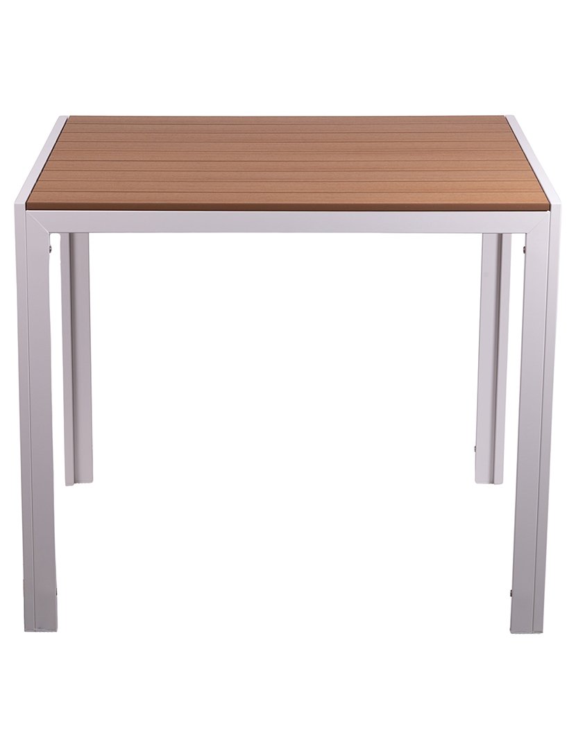 Mesa AMALFI de Alumínio com Efeito Madeira Branco 90x90cm