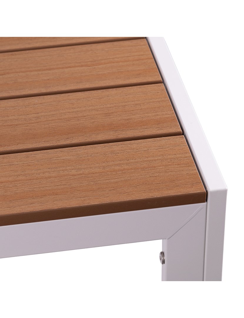 Mesa AMALFI de Alumínio com Efeito Madeira Branco 90x90cm