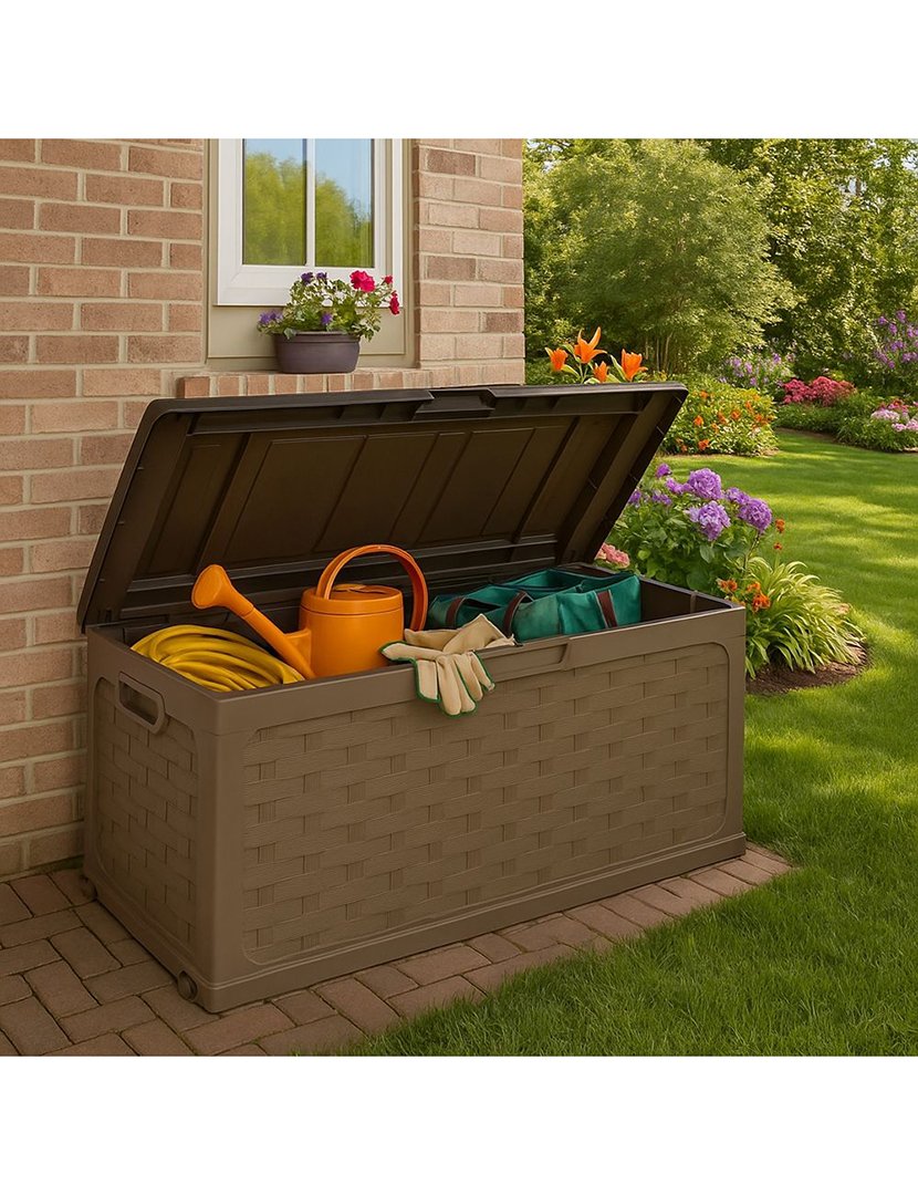 Caixa de Arrumação para Jardim Castanho 116x58,3cm
