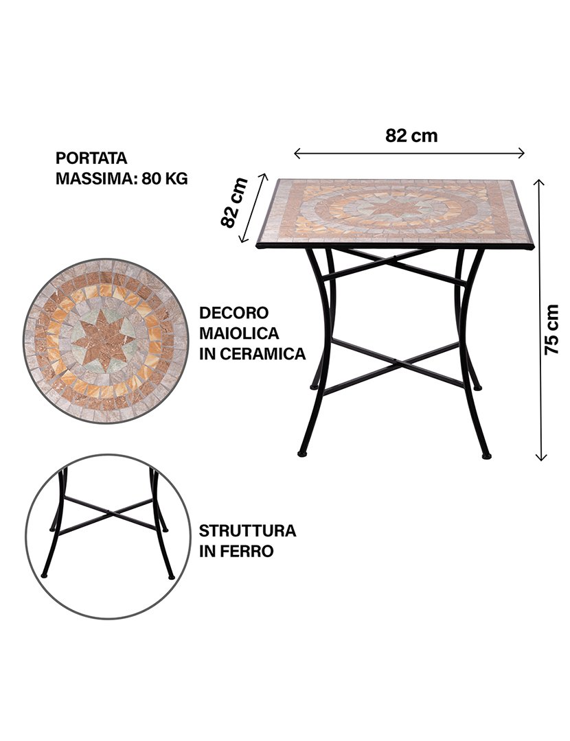 Mesa Quadradrada CIPRO Mosaico 83x75cm
