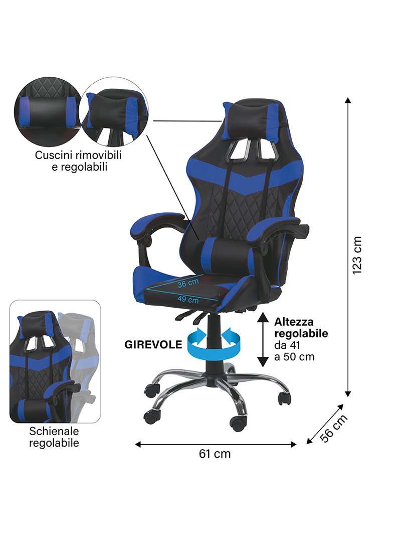 Cadeira Gaming Azul