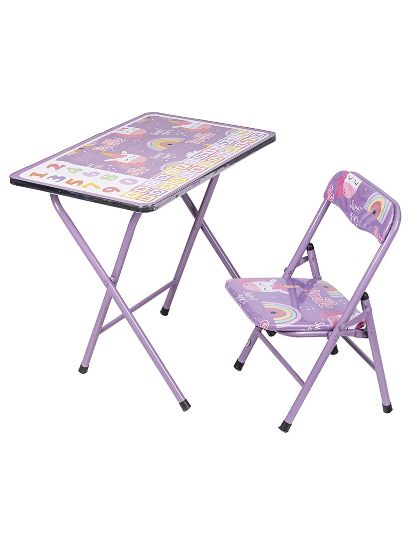 Conjunto Mesa + Cadeira Unicórnio Lilás