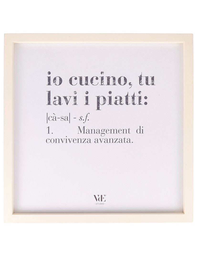 Quadro VICTIONARY "Io cucino, tu lavi i piatti" 40x40 cm