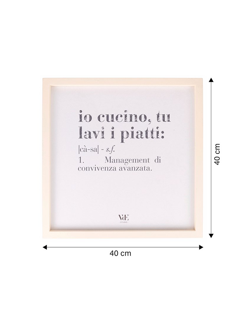 Quadro VICTIONARY "Io cucino, tu lavi i piatti" 40x40 cm