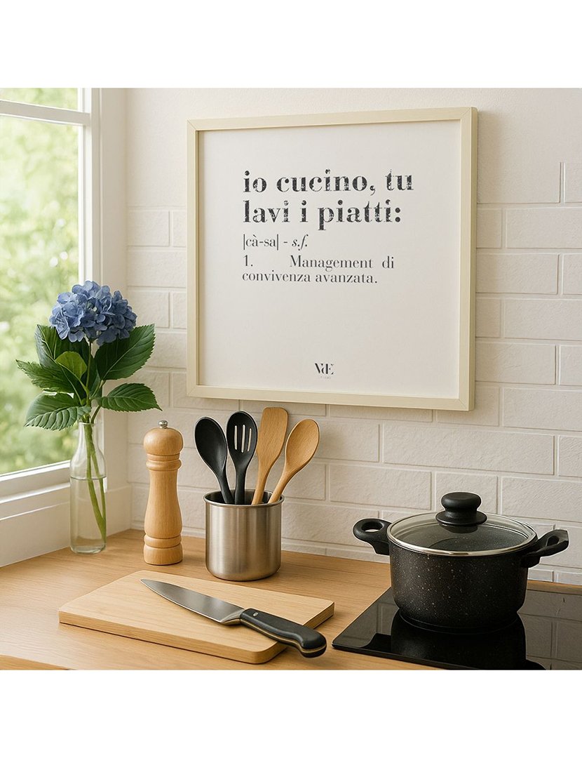 Quadro VICTIONARY "Io cucino, tu lavi i piatti" 40x40 cm