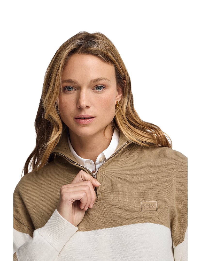 Pullover Kujes Stripe Castanho Claro - Bege