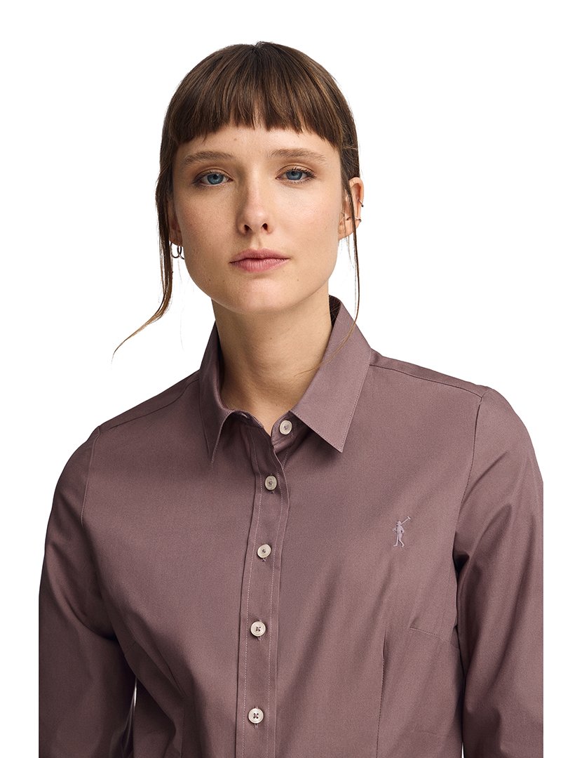 Camisa Manga Comprida Rigby Go Poplin Rosa Taupe