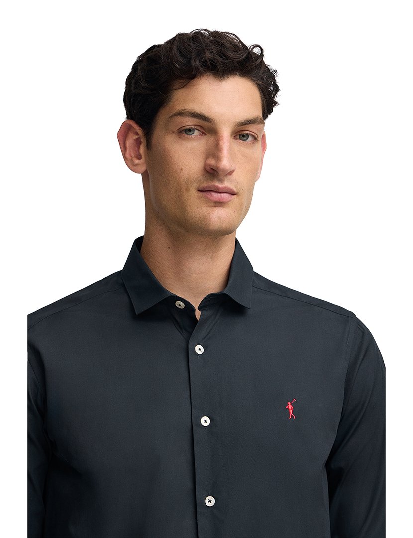 Camisa Manga Comprida Rigby Go Poplin Slim Azul