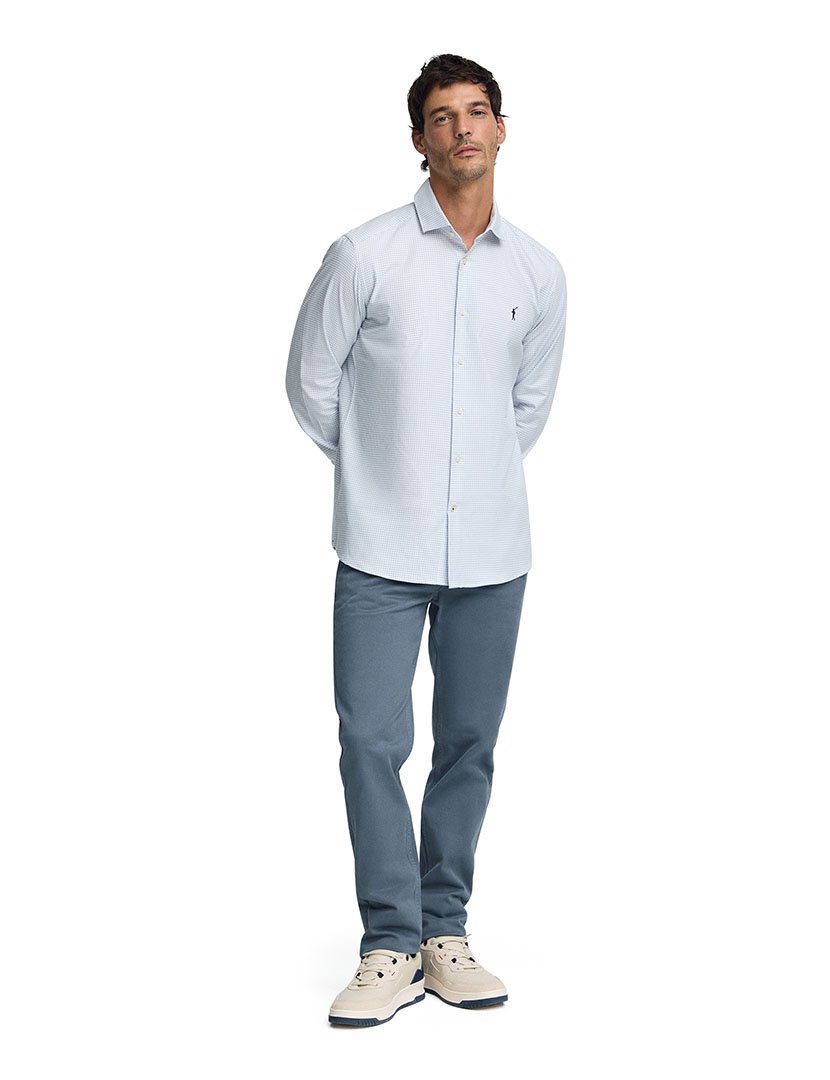 Camisa Manga Comprida Rigby Go Oxford Vichy Azul Claro