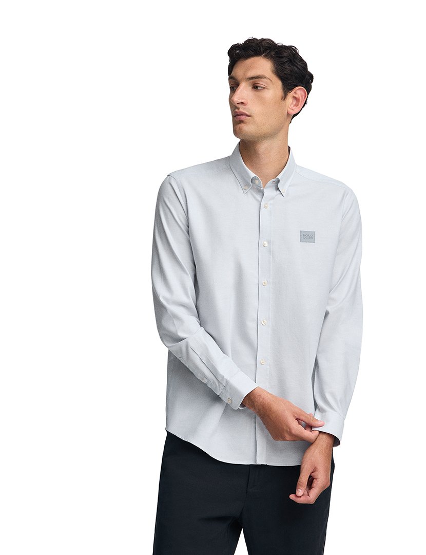 Camisa Manga Comprida Block Oxford Azul Claro