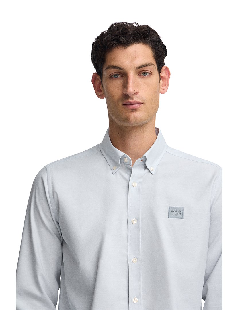 Camisa Manga Comprida Block Oxford Azul Claro