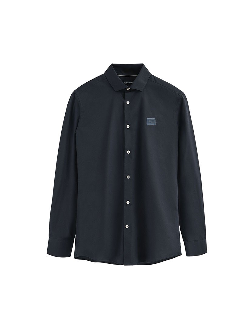 Camisa Manga Comprida Block Poplin Azul