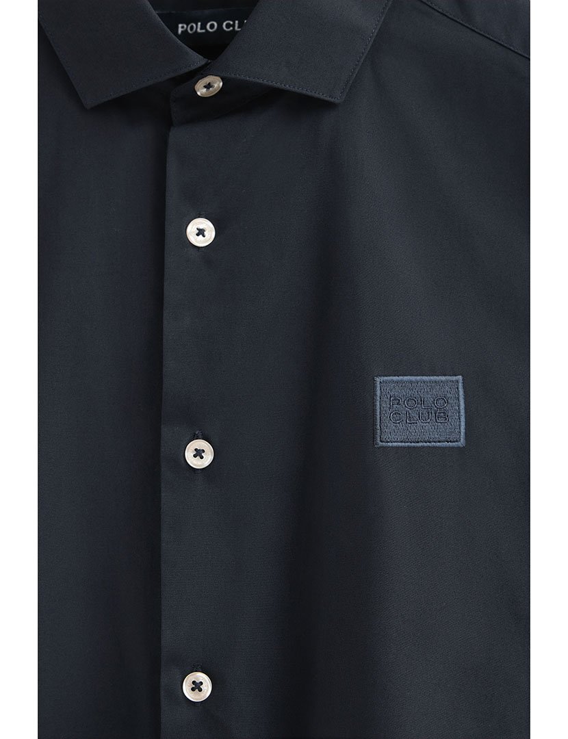 Camisa Manga Comprida Block Poplin Azul