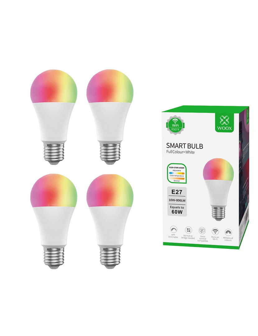 Pack 4 Lâmpadas LED Smart WiFi RGB+CCT E27