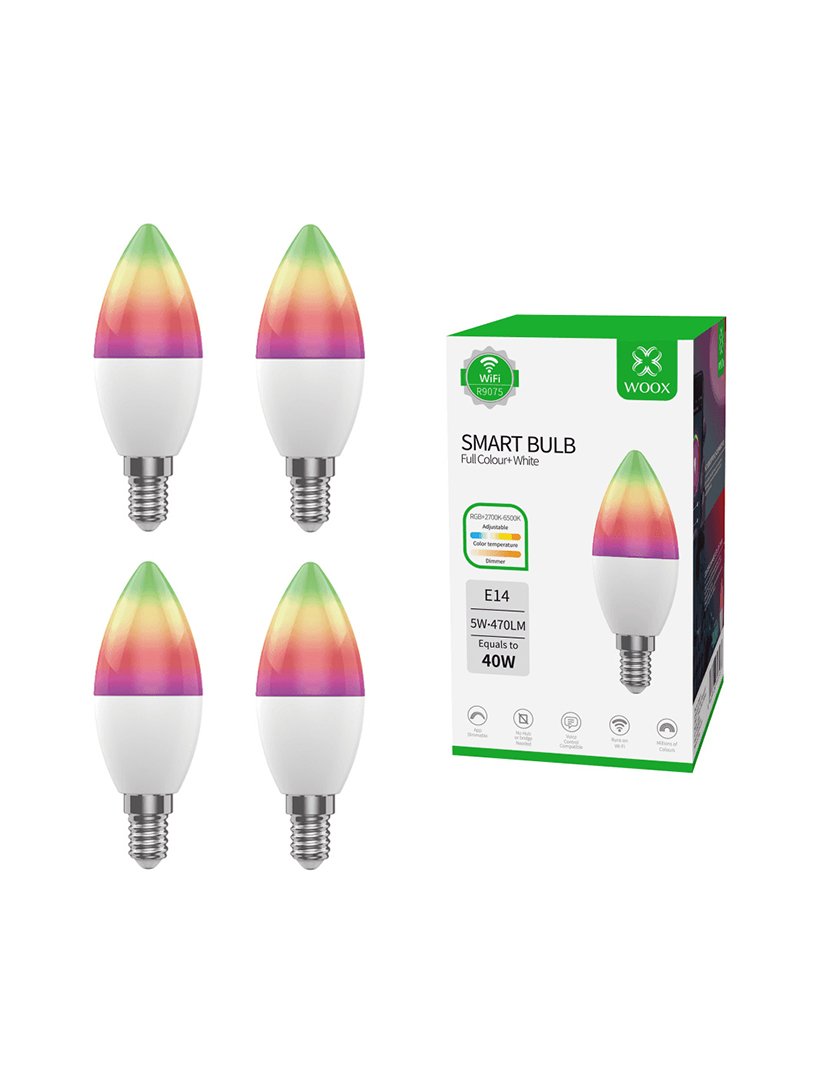 Pack 4 Lâmpadas LED Smart WiFi RGB+CCT E14